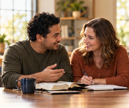 Adult ministry learners discussing their studies